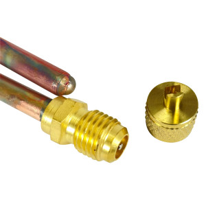 Appli Parts APFD-115S Filtro Secador con conexion 1/4 x 1/4 pulg 15 gramos, con valvula de gusanillo, para uso en sistema de refrigeracion y aire acondicionado