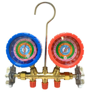 Appli Parts APMG-A3B36 R134,R22,R404,R410a Manifold Gauge Set, Brass Body, Includes 36 in long 1/4in SAE Hose Set and 5/16 in to 1/4 in SAE Adapter, Pressure psi, Temperature Fahrenheit Scales