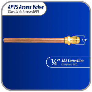 Appli Parts APVS-14143 1/4 in SAE Access Schrader Valve x 1/4 ODF x 3 in Copper Stem with Valve Core and Cap with gasket and core remover for AC and refrigeration systems