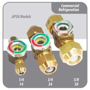 Appli Parts APSG-14A Visor de Liquido 1/4 pulg Flare e Indicador de Humedad con conexiones Rosca con cuerpo extraible para Sistemas de Refrigeracion y Aire Acondicionado