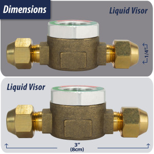 Appli Parts APSG-14A Visor de Liquido 1/4 pulg Flare e Indicador de Humedad con conexiones Rosca con cuerpo extraible para Sistemas de Refrigeracion y Aire Acondicionado compatible con refrigerantes CFC, HCFC, HFC