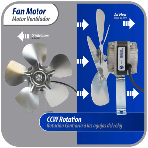 Appli Parts APFM-182E Motor Ventilador 18W Condensador y Evaporador 220V 60Hz 0.5A, Incluye Aspa de Aluminio de 25cm y Base de Montaje, Repuesto Universal para Equipos de Refrigeracion Comercial