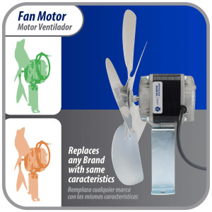 Appli Parts APFM-252E Motor Ventilador 25W Condensador y Evaporador 220V 60Hz 1.0A, Incluye Aspa de Aluminio de 30cm y Base de Montaje, Repuesto Universal para Equipos de Refrigeracion Comercial