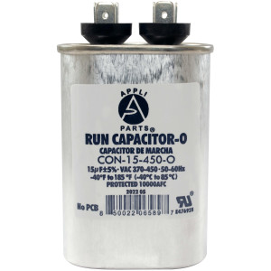 Appli Parts Condensador Capacitor de Marcha 15 Mfd uF (microfaradios) 370/450VAC CBB65 Universal Aire acondicionado y otras aplicaciones Ovalado UL 9cm Alto 3.4cm Ancho 5.4cm Largo CON-15-450-O
 Appli Parts Condensador Capacitor de Marcha 15 Mfd uF (microfaradios) 370/450VAC CBB65 Universal Aire acondicionado y otras aplicaciones Ovalado UL 9cm Alto 3.4cm Ancho 5.4cm Largo CON-15-450-O