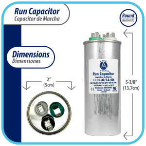 Appli Parts Condensador Capacitor de Marcha 40+7.5 Mfd uF (microfaradios) 370VAC o 450VAC CBB65 Universal  Aire acondicionado y aplicaciones Redondo UL E476928 13.7cm Alto 5cm Ancho CON-40/7.5-450
 Appli Parts Condensador Capacitor de Marcha 40+7.5 Mfd uF (microfaradios) 370VAC o 450VAC CBB65 Universal  Aire acondicionado y aplicaciones Redondo UL E476928 13.7cm Alto 5cm Ancho CON-40/7.5-450