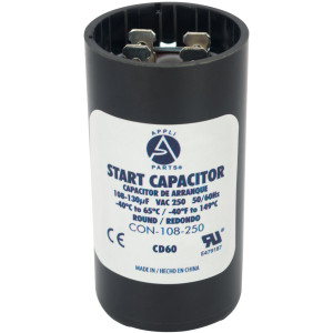 Appli Parts CON-108-250 Capacitor de Arranque 108-130 MFD (microfaradios) uF, 250 VAC. Universal para Motores Electricos, condensador de arranque de 3.7 cm de Diametro, 7 cm de Alto