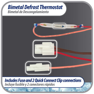 Appli Parts APBT-S4008FP Bimetal Termico Tipo Asiatico 3 Cables Abre 8C y Cierra -4C, Fusible 70C 2conectores, cables marron y marron,Referencia BIM-4008 / Termodisco