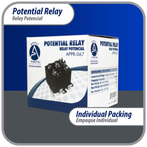 Appli Parts APPR-067 Relay Potencial 067, Voltaje de Bobina 420 V, Recogida Minima 295 V, Recogida Maxima 315 V, Caida Maxima 125 V, 50/60Hz Remplazo universal para refrigeracion y aire acondicionado
