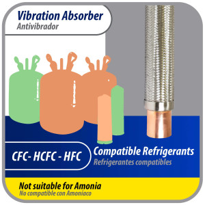 Appli Parts APVE-258 Antivibrador 2-5/8 pulg Soldable Eliminador de Vibracion 61cm Largo 300psi presion maxima de trabajo y 3.265psi presion de rotura