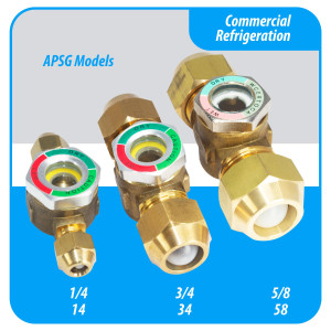 Appli Parts APSG-34A Visor de Liquido 3/4 pulg Flare e Indicador de Humedad con conexiones Rosca con cuerpo extraible para Sistemas de Refrigeracion y Aire Acondicionado