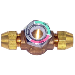 Appli Parts APSG-38A Visor de Liquido 3/8 pulg Flare e Indicador de Humedad con conexiones Rosca con cuerpo extraible para Sistemas de Refrigeracion y Aire Acondicionado compatible con refrigerantes CFC, HCFC, HFC
