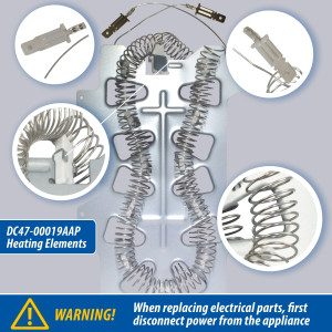DC47-00019A Appli Parts dryer Heating Element DC47-00019AAP replacement for original part Samsung Dryer and other Compatible Model with heating coil part number 