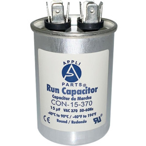 Appli Parts Condensador Capacitor de Marcha 15 Mfd uF (microfaradios) 370VAC CBB65 Universal Aire acondicionado y otras aplicaciones Redondo UL E476928 cm Alto cm Ancho CON-15-370-R