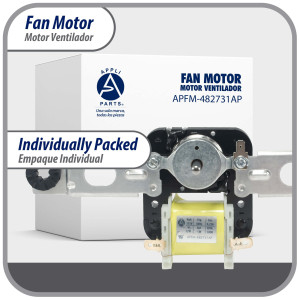 Appli Parts APFM-343 Motor Kit ventilador remplazo de 343 con bases 115 V, 12 W, 60 Hz, 0.22 A, 3000 rpm, CW, Incluye aspa, gomas y base, Remplaza 482731, Whirlpool