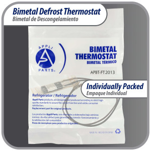 Appli Parts APBT-S2013 Bimetal Termico Tipo Asiatico 2 Cables Abre 13 C y Cierra 0 C, con cables Marron y Negro, Remplaza BIM-2013 Termodisco