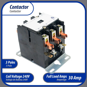 Appli Parts APAC-330240 Heavy Duty 3 Poles Contactor 30 Amp 240 Volts Coil Replacement for ac Compressor and Electrical Applications UL Certified 476929