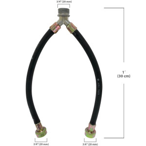 Appli Parts APIH-1234Y Manguera 30 cm Tipo Y Entrada de Agua de Lavadora con empacadura 3/4 pulg Macho x 3/4 pulg Hembra, conexiones Rectas