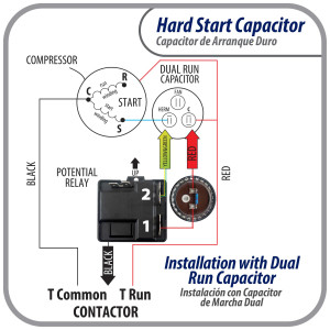 Appli Parts APHS-1 Start kit para aire acondicionado incluye Capacitor de arranque 88-108mfd 330V y relay potencial para equipos 1-3 T compresores scroll y reciprocantes 208-244V, 1Ph
