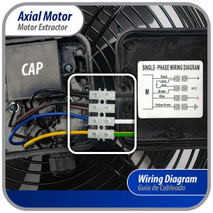 Appli Parts AXF-250 Extractor Axial 250 mm (9-7/8 pulg) 220 V, 1 ph, 50-60 Hz, 68W 1620 rpm, Rango Temperatura -30 C a 60 C, incluye aspa y base tipo jaula