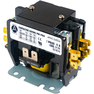 Appli Parts APAC-22024 Heavy Duty Contactor 2 Poles 20A 24V Coil Replacement for AC Compressors and Electrical Applications UL Certified E476929