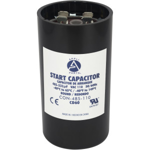 Appli Parts motor start capacitor 485-533 Mfd (microfarads) uF 110-125 VAC universal fit for electric motor applications 1-3/4 in Wide 3-3/8 in Height CON-485-110

