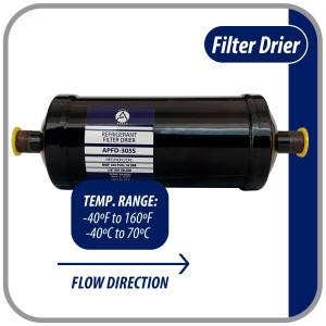 Appli Parts APFD-305S Filtro Secador 5/8 pulg para linea Liquido para Sistemas de Refrigeracion y aire acondicionado 305S ODF Soldable Universal Unidireccional 254mm Largo 83mm Ancho