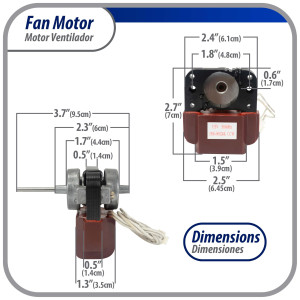 Appli Parts APFM-500 8 W Motor Ventilador, 110 V, 50/60 Hz, 0.16 A, 2800 rpm, rotacion CCW remplazo Universal para Evaporadores LG, Samsung, J500-00024K y otros