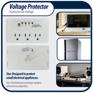 Appli Parts APVP-11EE3-2 Protector 120 V, 50/60 Hz, 12 A, 140 joules para Equipos Electronicos como Televisores, VHS, DVD, Blu Ray y Otros, protege sobrevoltaje y bajo voltaje