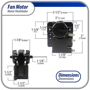 Appli Parts APFM-2268 Motor Ventilador para evaporadores de refrigeradoras 110 V, 60 Hz, 0.12 A, 7.5 W, 2500 rpm, CCW Giro contrario a las agujas del reloj, eje 2.8cm Sirve 200D2940P001C, 200D2940P002, P009, WR01F02268 