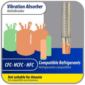 Appli Parts APVE-78 Antivibrador 7/8 pulg Soldable Eliminador de Vibracion 29cm Largo 450psi presion maxima de trabajo y 3.265psi presion de rotura