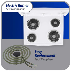 Appli Parts MP15YA Resistencia Cocina Estufa 4 Vueltas, 6 in, 1500 W, 240 V Compatible con General Electric Whirlpool 660532, WP660532, WB30T10073, SU205, 660532, TS4W6215, 404080, 5303310283