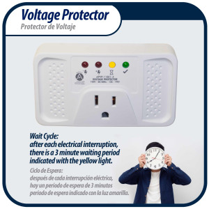 Appli Parts APVP-11EE1-3 Protector de Voltaje 120 V, 50/60 Hz, 12 A, 140 joules, para Refrigerador, actua como supresor de picos, funciona con todas las marcas de electrodomesticos