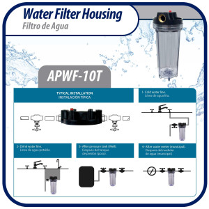 Appli Parts APWF-10T Filtro de Agua de 10 pulg color Transparente con Conector Hembra de 3/4 pulg de Bronce (No incluye el elemento filtrante)
