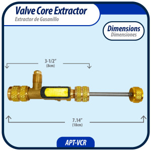 Appli Parts APT-VCR Valve Core Remover Tool with 1/4 to 5/16 in port adaptor