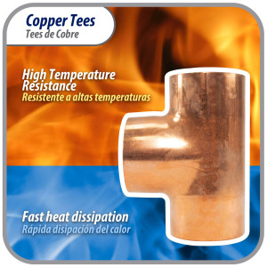 Appli Parts AP-T158 1-5/8 in Wrot Copper Tee CxCxC connections for refrigeration, air conditioning and plumbing applications ACR and Type L copper pipe