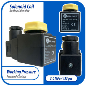 Appli Parts APSOV-024C DC 24 V Solenoid Coil, 50/60 Hz, compatible with multiple refrigerants CFC, HCFC and HFC, Valve body not included
