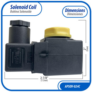 Appli Parts APSOV-024C DC 24 V Solenoid Coil, 50/60 Hz, compatible with multiple refrigerants CFC, HCFC and HFC, Valve body not included