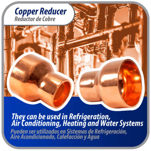 Appli Parts AP-R138078 Reductor de Cobre de 1-3/8x7/8 pulg Conexiones CxC soldadas para aplicaciones de refrigeracion, aire acondicionado y plomeria Tuberia de cobre ACR y Tipo L