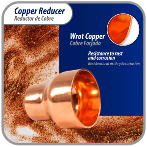Appli Parts AP-R138078 Reductor de Cobre de 1-3/8x7/8 pulg Conexiones CxC soldadas para aplicaciones de refrigeracion, aire acondicionado y plomeria Tuberia de cobre ACR y Tipo L