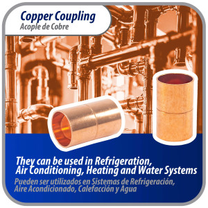 Appli Parts AP-A058 5/8 pulg Anillo de Cobre Accesorios de tuberia de cobre CxC Conexiones soldadas para aplicaciones de refrigeracion, aire acondicionado y plomeria Tuberia de cobre ACR y tipo L