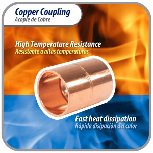 Appli Parts AP-A012 1/2 pulg Anillo de Cobre Accesorio de tuberia de cobre CxC Conexiones soldadas para aplicaciones de refrigeracion, aire acondicionado y plomeria Tuberia de cobre ACR y tipo L