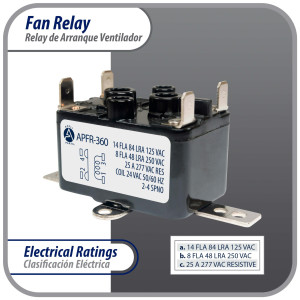 Appli Parts APFR-360 90-360, 24 VAC Coil, Heavy Duty Switching Fan Relay,SPST, Normally Open, AC and heating Furnace blower relay Universal fit multi position bracket