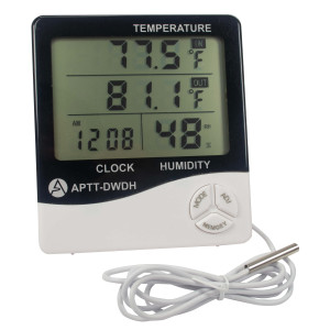 Appli Parts APTT-DWDH Indoor Temperature and Humidity Monitor with Hygrometer for Accurate Temp and Humidity Monitoring for Precise Indoor Climate Control with cable sensor for outside temperature