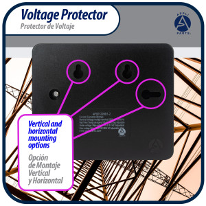 Appli Parts APVP-22BB1-2 Protector de Voltaje 220 V, 1 Ph, 50/60 Hz, 30 A, 3 HP, para Aire Acondicionado y Refrigeracion, tiempo de espera o de reconexion programable