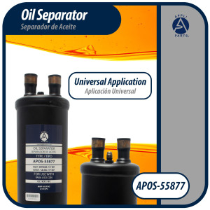Appli Parts APOS-55877 Separador de Aceite 7/8 pulg ODF Soldable, CFC,HCFC,HFC,R22,R407C,R502,R134a,R404A,R507, Temperatura de trabajo desde -10 C a 130 C