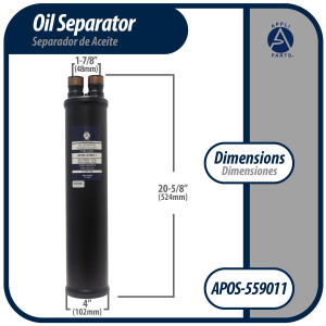 Appli Parts APOS-559011 Separador de Aceite 1 3/8 pulg ODF Soldable, CFC,HCFC,HFC,R22,R407C,R502,R134a,R404A,R507, Temperatura de trabajo desde -10 C a 130 C